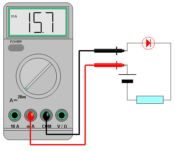 Vérification d'une diode avec un multimètre.