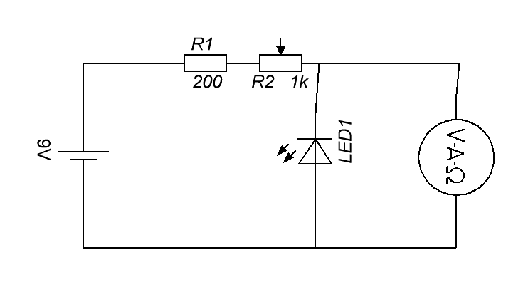 Diagram for checking LEDs from a battery