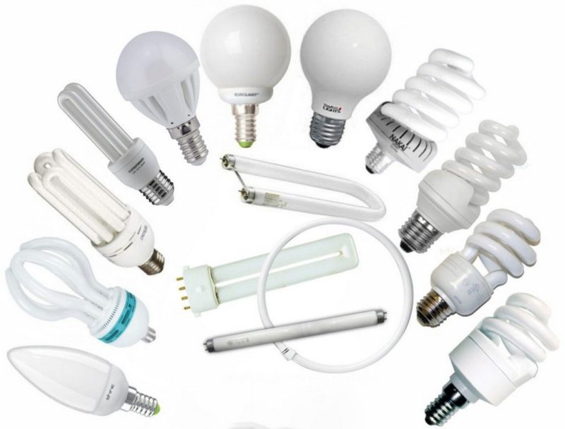 Types of energy-saving bulbs.