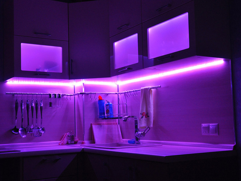 purple lighting for the kitchen.