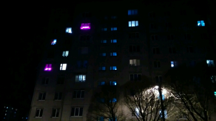 purple light in windows