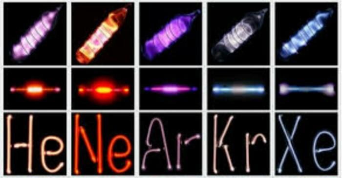 Color of different noble gases.