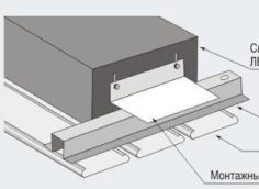 Scheme of fixing the luminaire in a slatted ceiling.