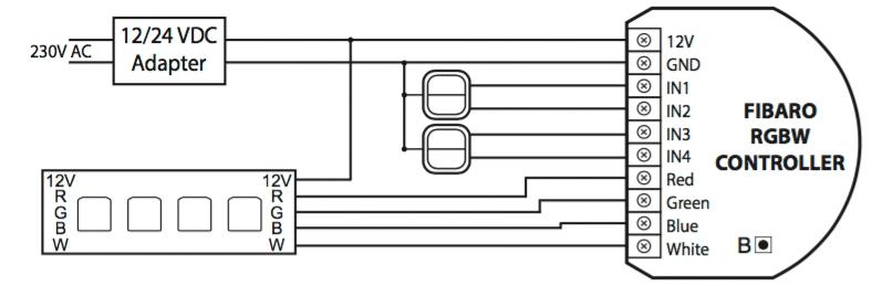 Schematic for RGBW variant with an additional contact.