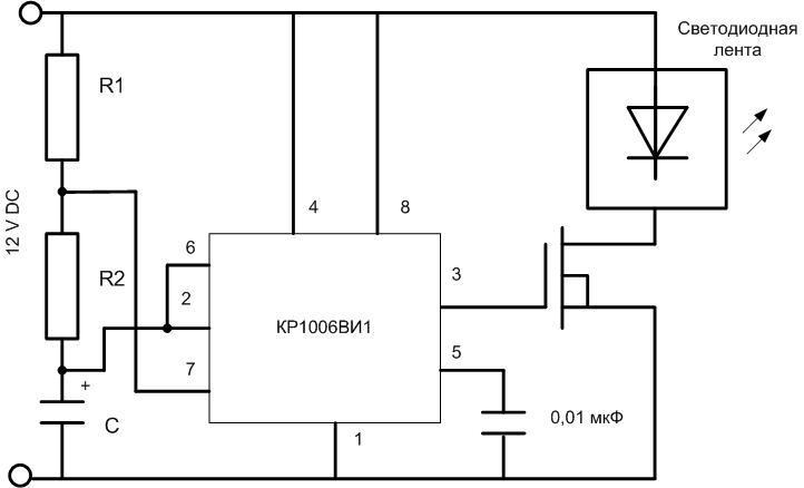 Pulse generator circuit on КР1006ВИ1.