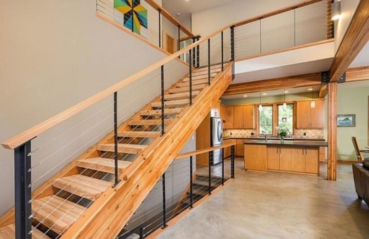 Wood is the traditional material for making stairs.