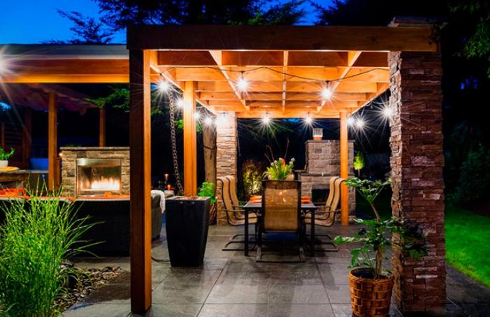 Lighting options for a dacha pergola