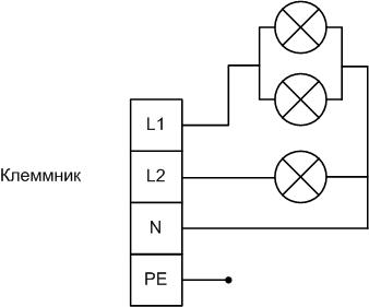 Circuit de lustre à trois bras.