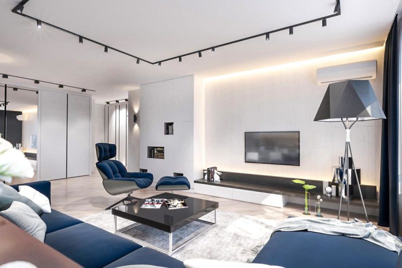 Track lighting system in an apartment interior