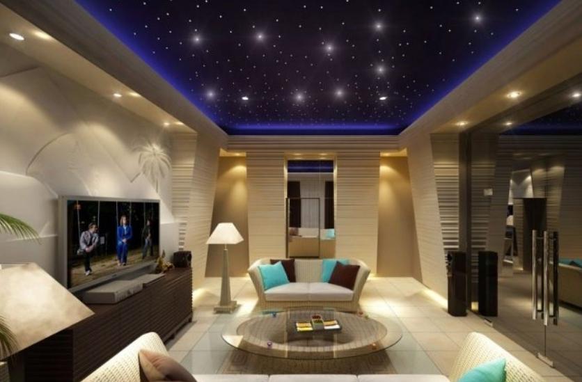 Lighting design in the living room in a modern style