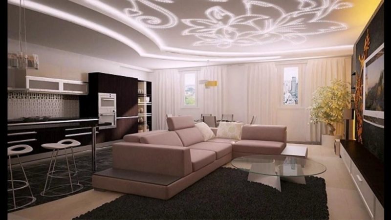 Variants of room lighting with a suspended ceiling