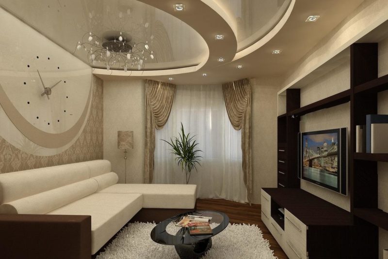 Variants of room lighting with suspended ceilings