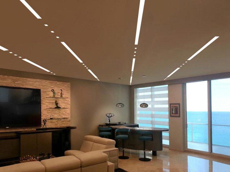 Stretch ceiling room lighting options