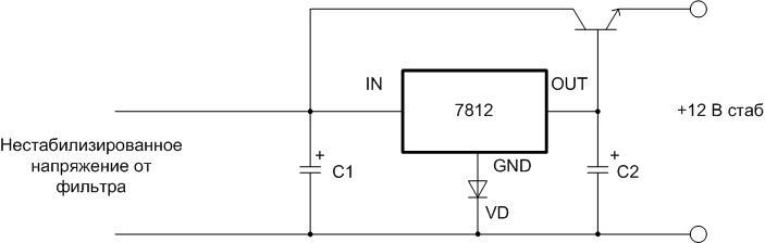 External p-n-p transistor.