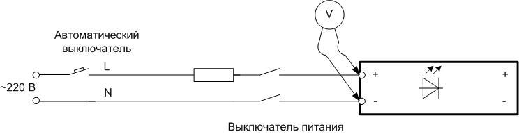 Scheme for connecting LED strips to the 220V network