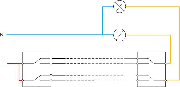 Deux boutons poussoirs et deux lampes à trou traversant