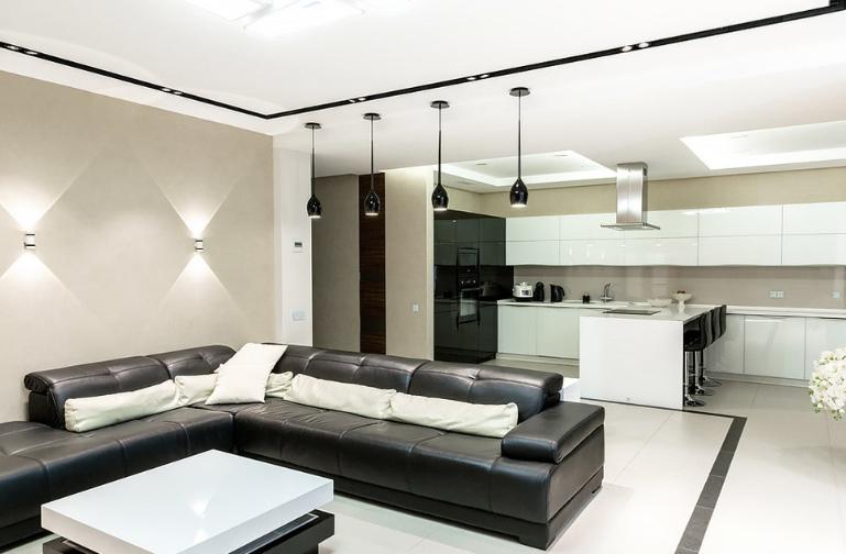 Lighting a kitchen living room in a modern style