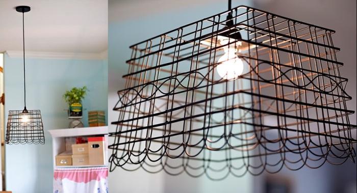 Metal basket for a lamp shade.