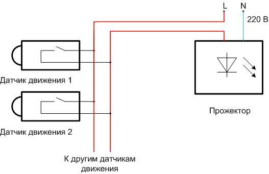 Diagram for connecting a motion sensor to led spotlight