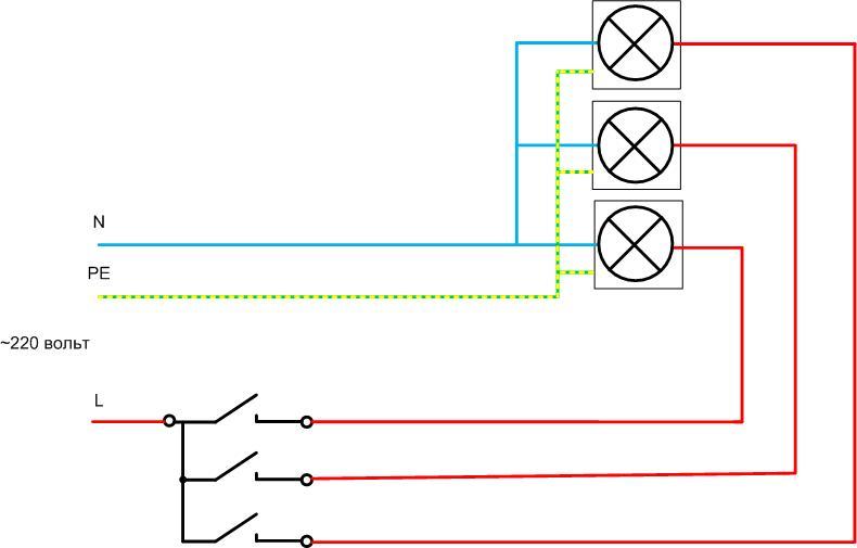 How to connect a triple switch - wiring diagram