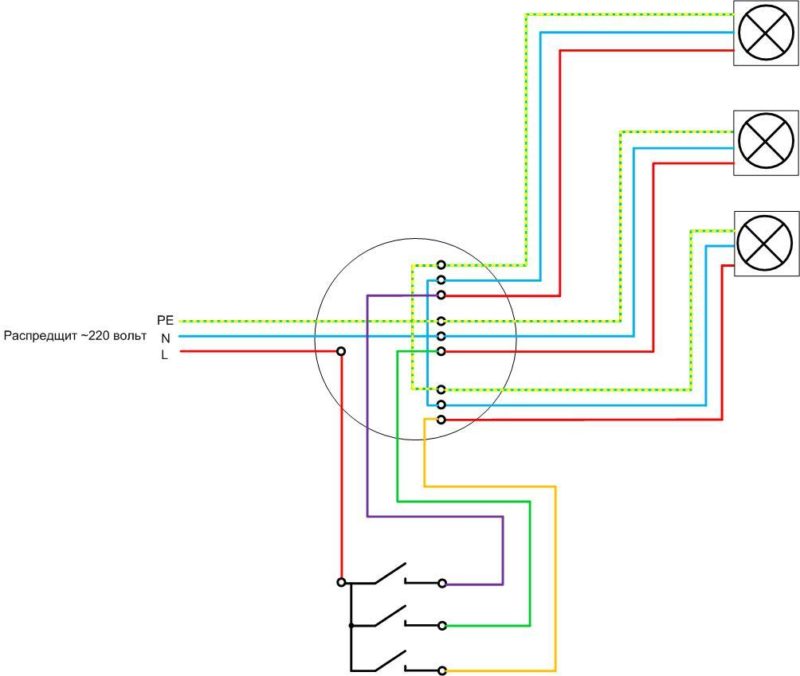 How to connect a triple switch - wiring diagram