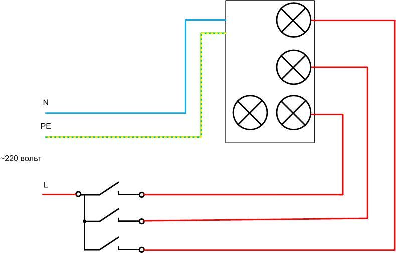 How to connect a triple switch - wiring diagram