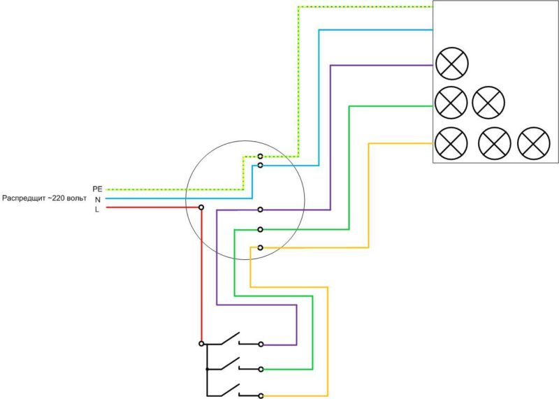 How to connect a triple switch - wiring diagram