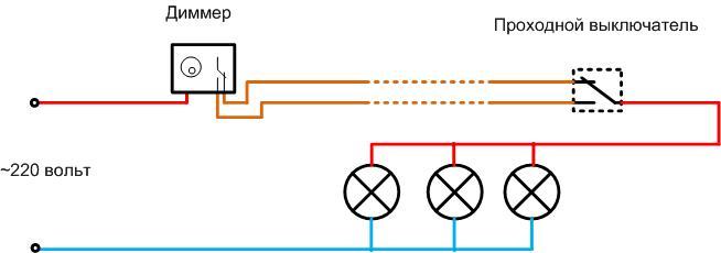 Diagrams of connection of dimmers with on-off switch and instead of on-off switch