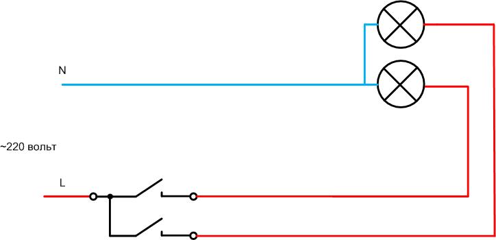 Wiring diagram of two lamps to one switch