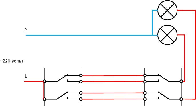 Wiring diagram of two lamps to one switch