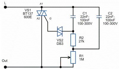 Design and wiring diagram of the passage dimmer