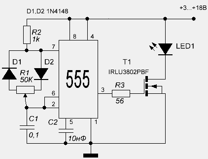 Schéma de fabrication d'une lampe stroboscopique simple à diode électroluminescente